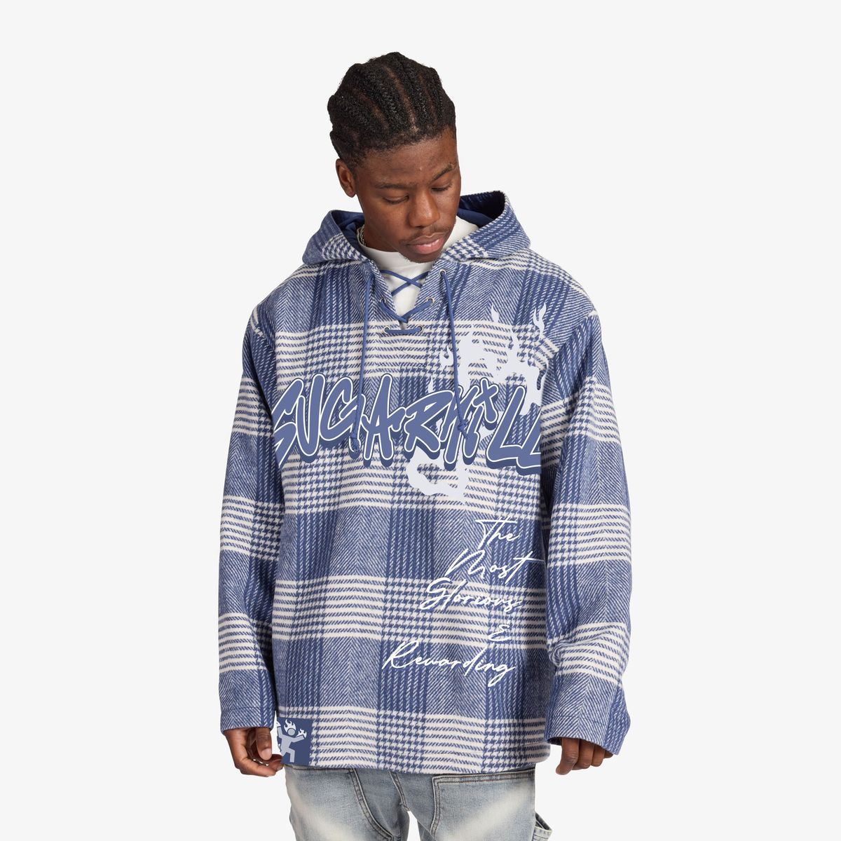 Sugarhill "Tuco Hockey" Blue plaid Hoodie