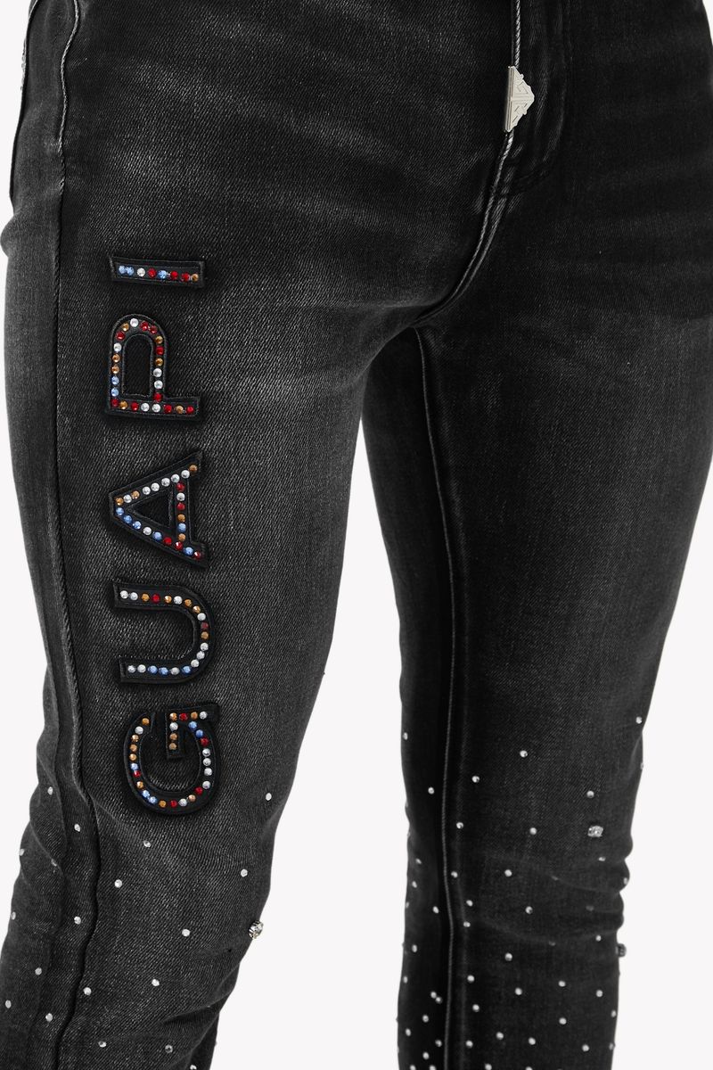 Guapi Iron Grey Embellished Denim