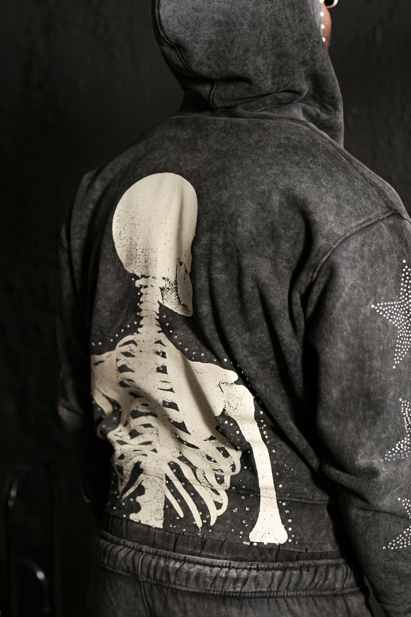 Elite Skull Premium Zip Up Black