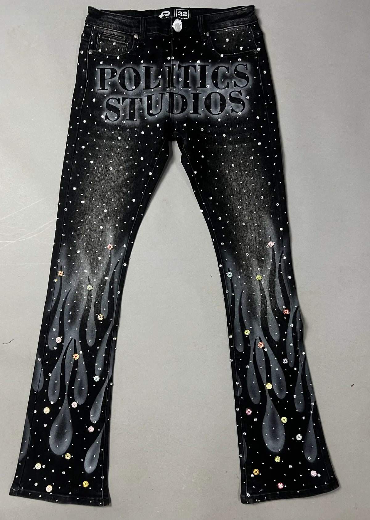 Politics Jeans - Black Flames And Grey