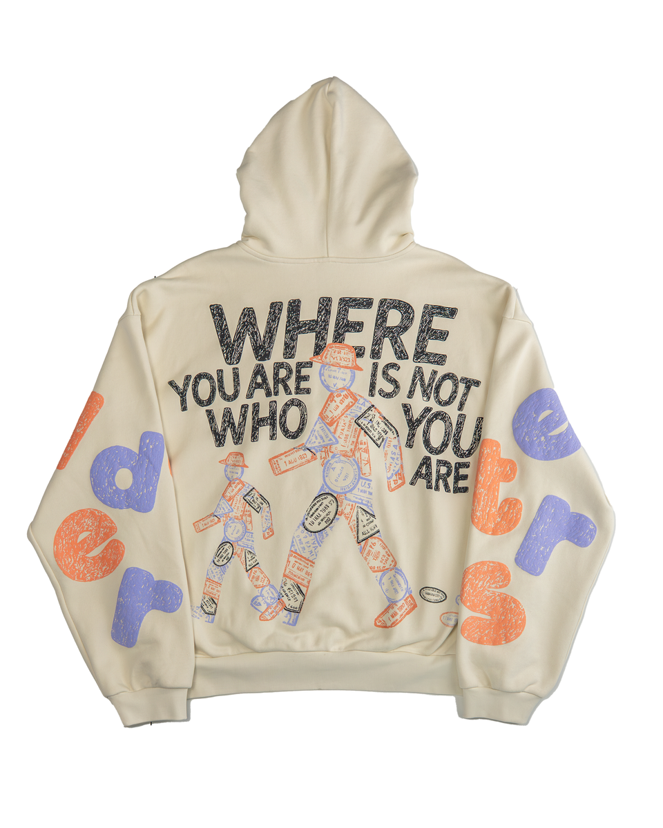 Red Letters Where U Are Scattered Zip Up