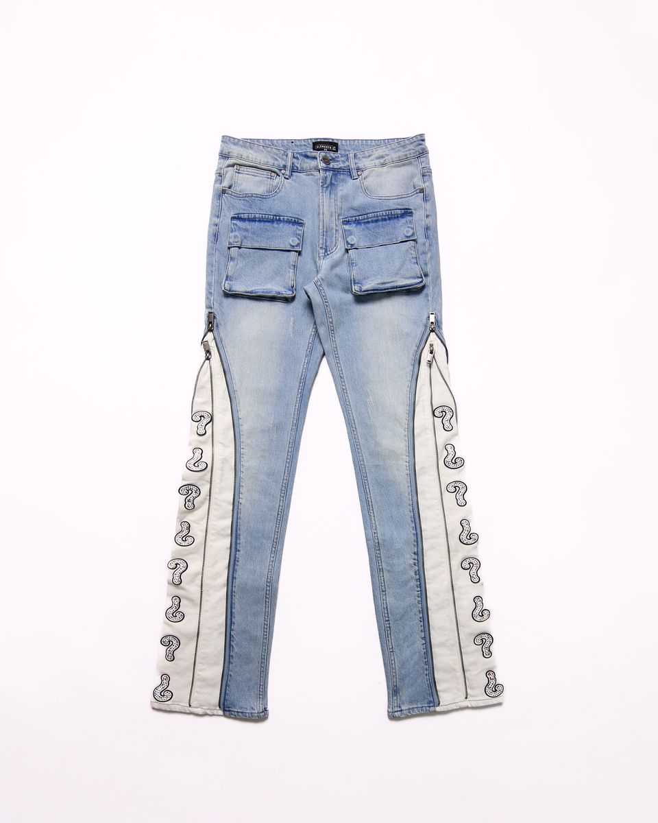 Elements Of Art "Question Mark" Flare Jeans