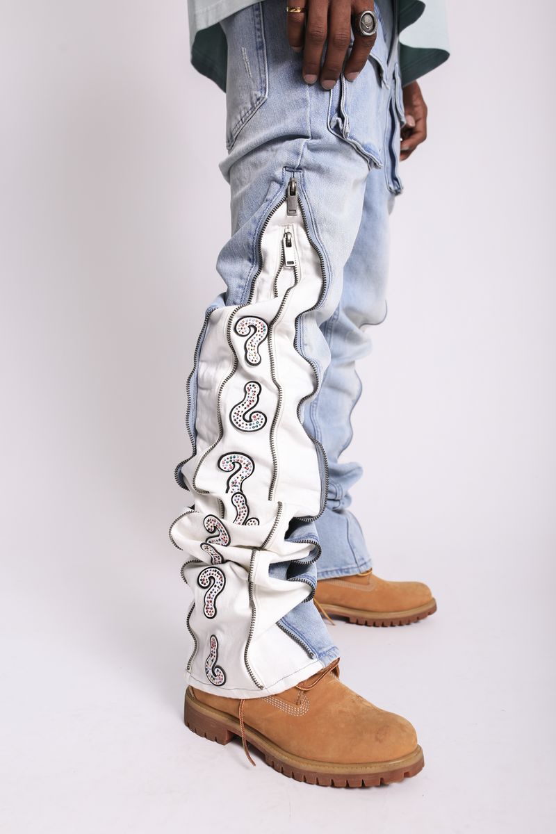 Elements Of Art "Question Mark" Flare Jeans