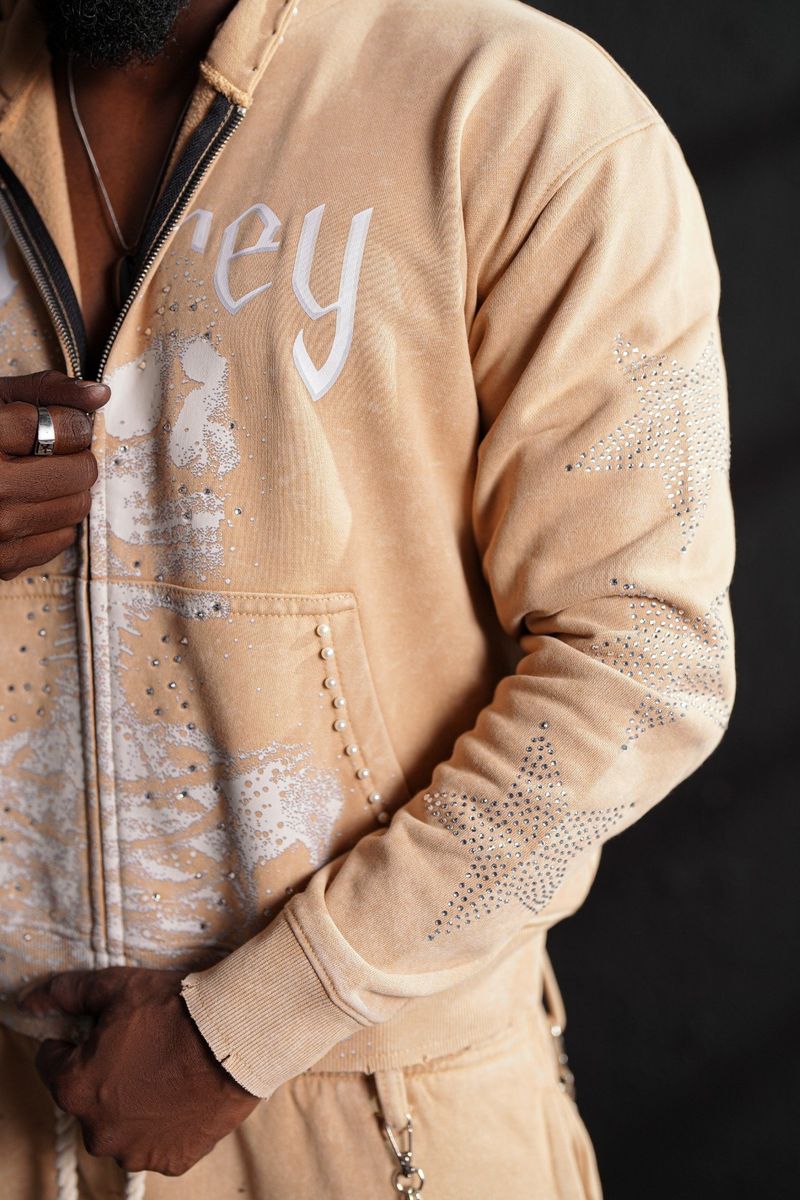 Elite Skull Premium Zip Up Tan