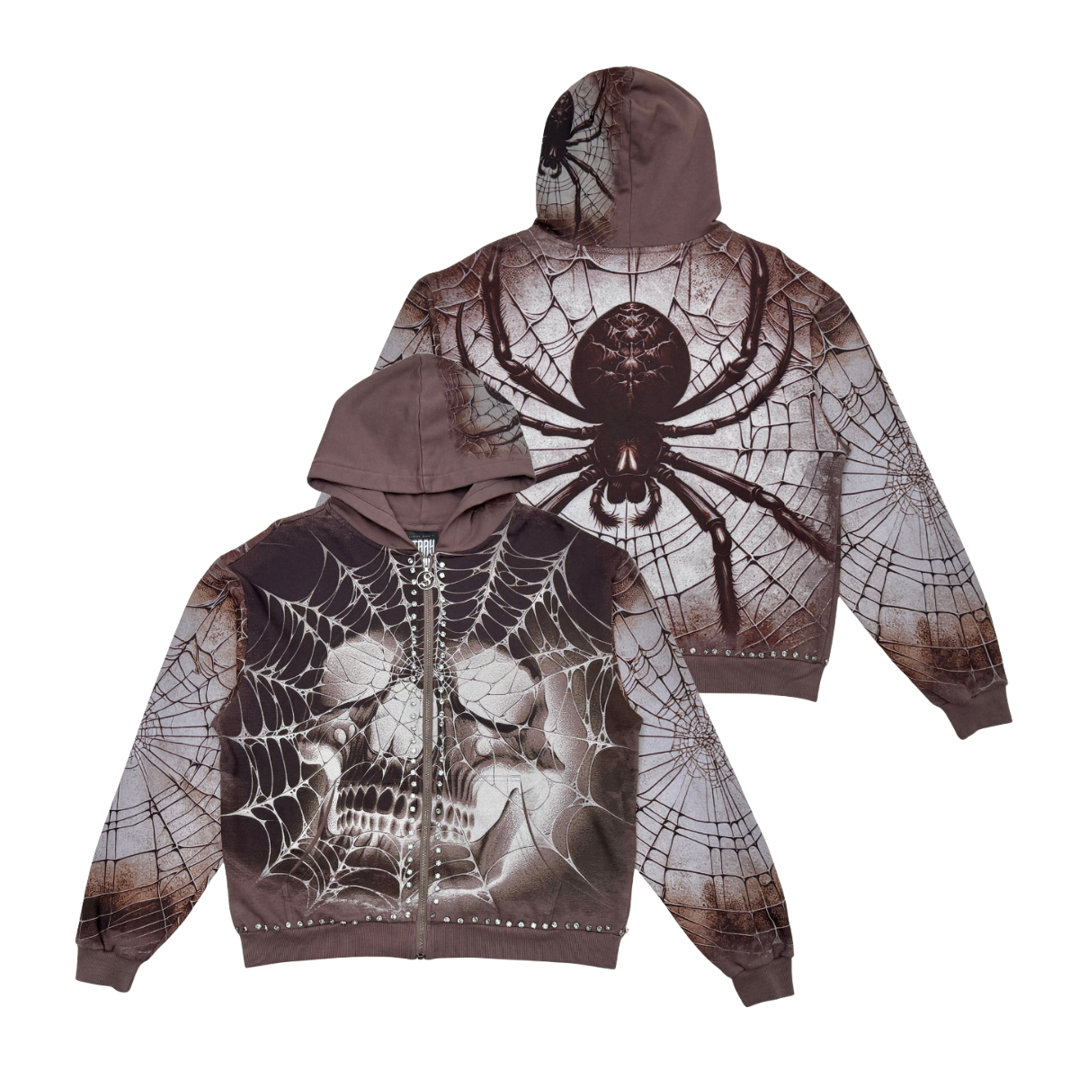 Stray Cocoa Skull Web Zip Hoodie