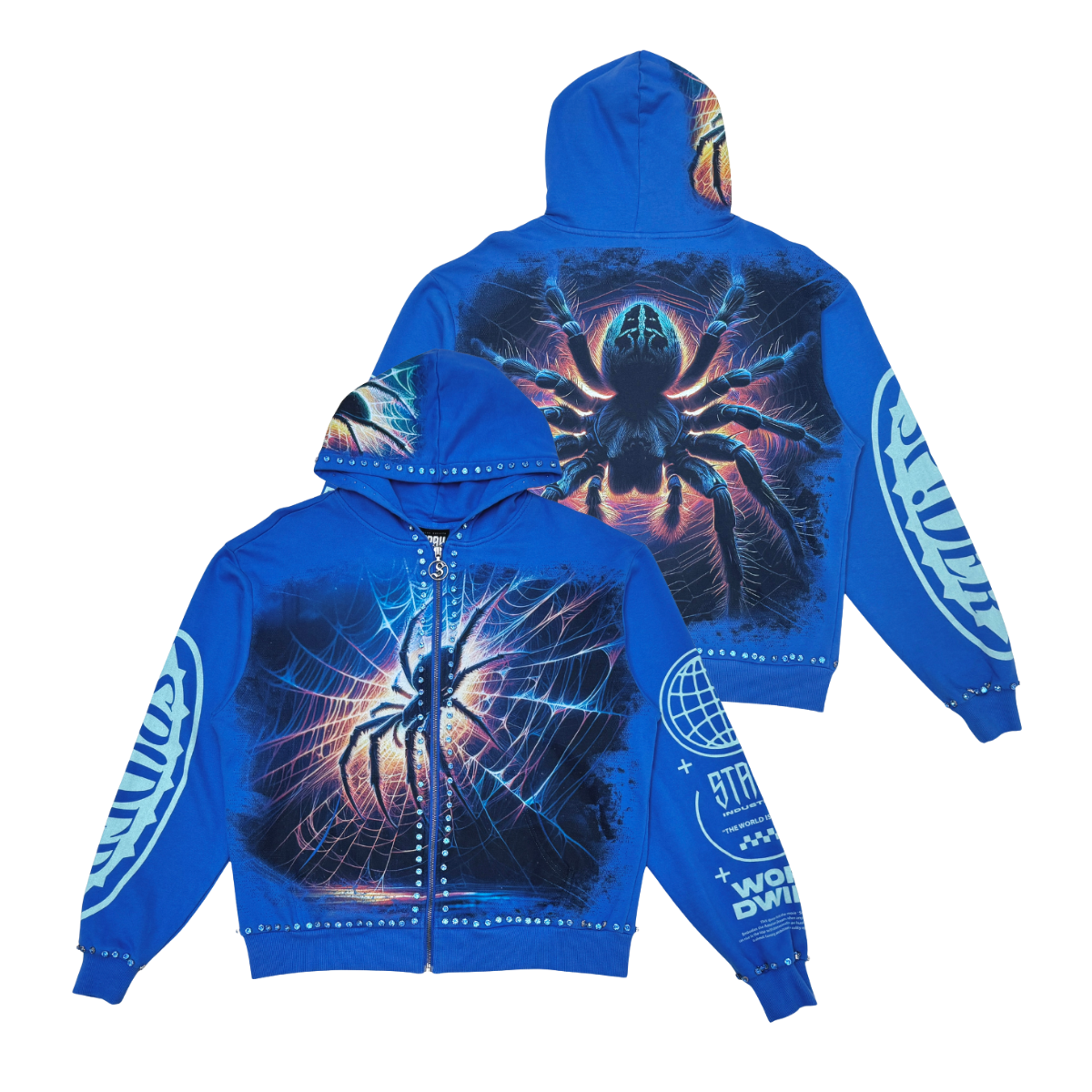 Stray Blue Spider Zip Hoodie