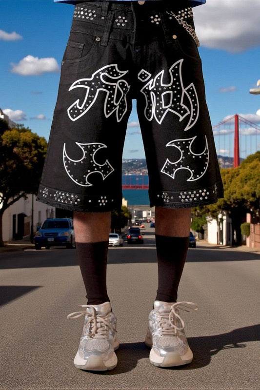 Elite Faith Embellished Double Waist Jorts