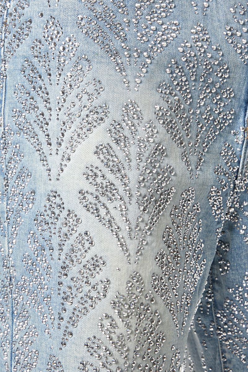 Guapi Aqua Blue Embellished Denim Shorts V2