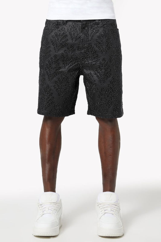 Guapi All Black Embellished Denim Shorts V2