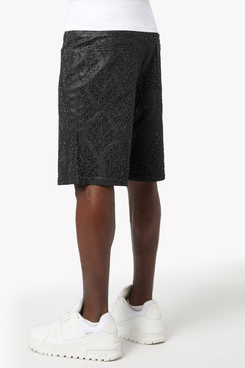 Guapi All Black Embellished Denim Shorts V2