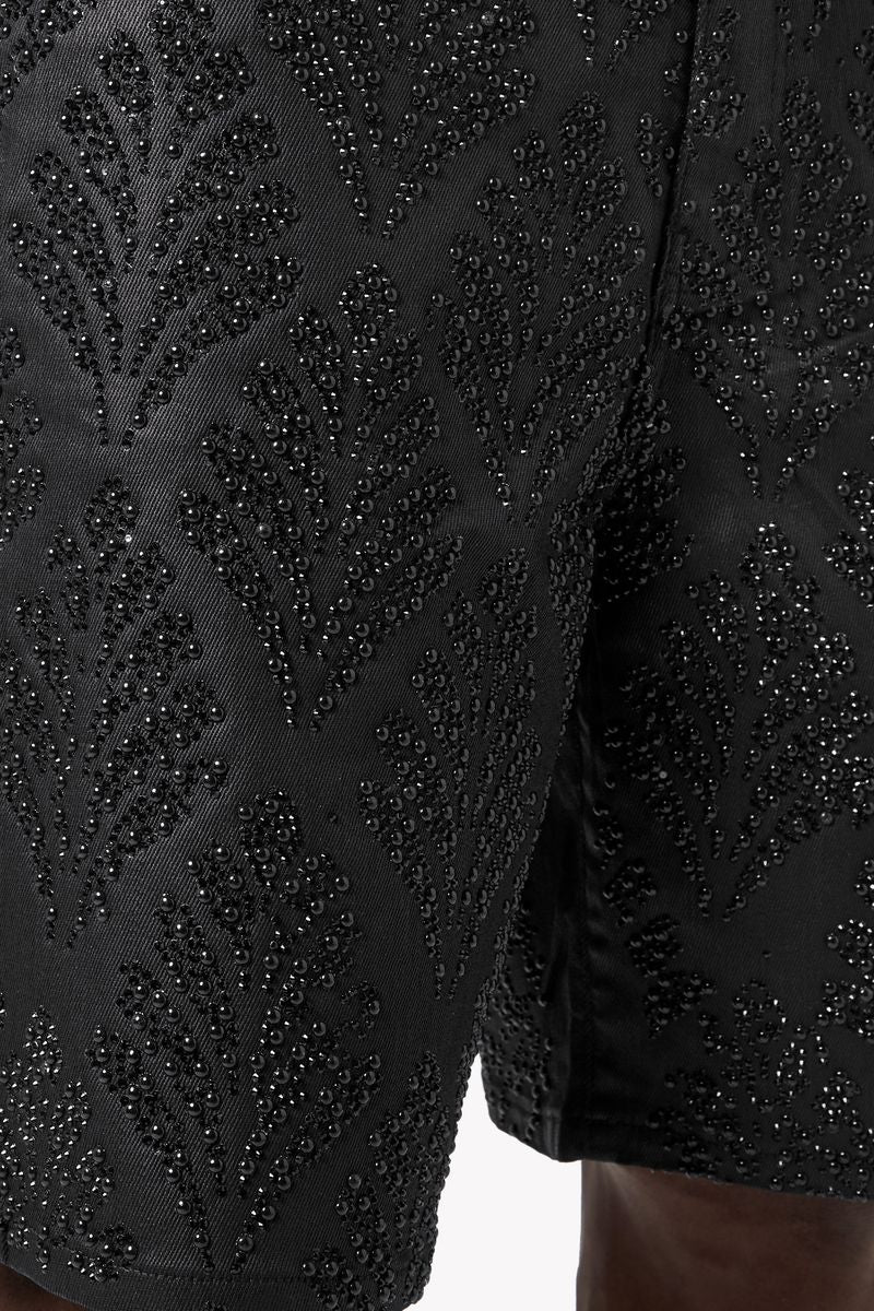 Guapi All Black Embellished Denim Shorts V2