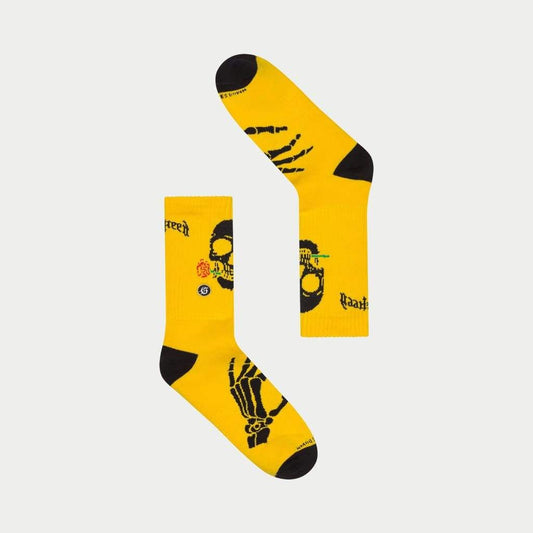 Godspeed Skull & Roses Sock Yellow