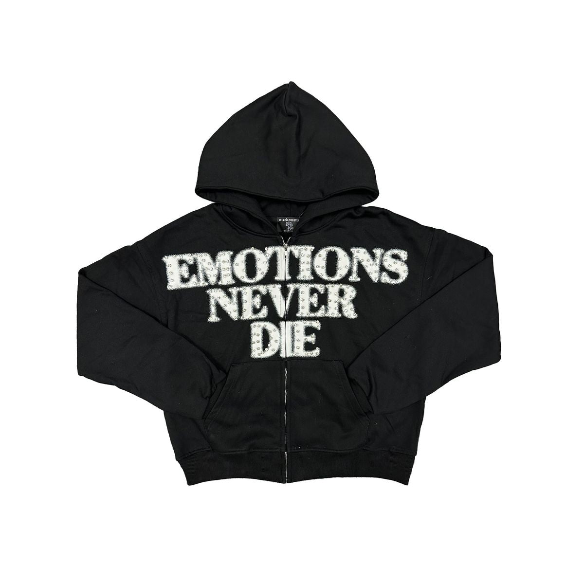 Mixed Emotions Black ‘End’ Rhinestone hoodie