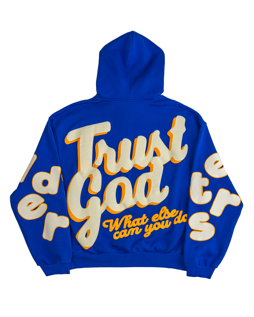 Red Letters Trust God Scattered Hoodie - Royal