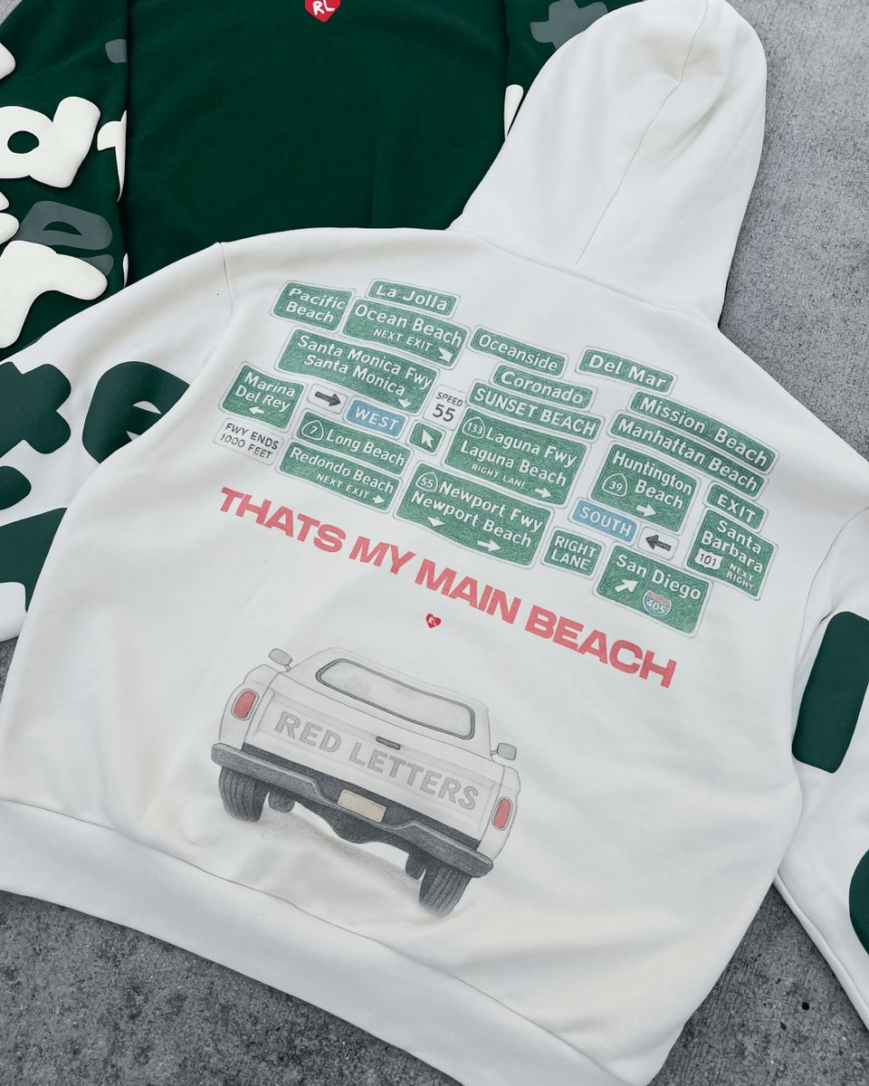 Red Letters Main Beach Scattered Hoodie